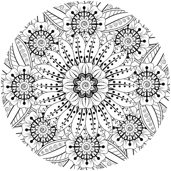 民族东方风格的梅赫迪花装饰饰物 涂鸦饰物 手绘轮廓 — 图库矢量图片