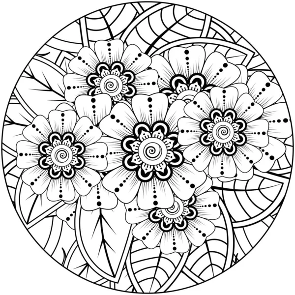 Fiore Mehndi Ornamento Decorativo Stile Etnico Orientale Ornamento Scarabocchio Disegnare — Vettoriale Stock