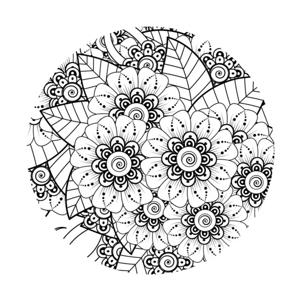 Mehndi Flower Decorative Ornament Ethnic Oriental Style Doodle Ornament Outline — Stock Vector