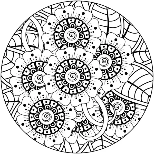 Mehndi Flor Ornamento Decorativo Estilo Oriental Étnico Ornamento Doodle Esboço — Vetor de Stock