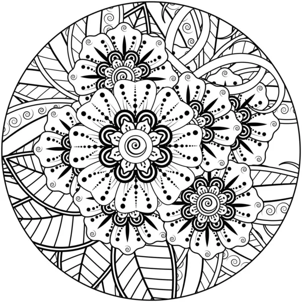 Mehndi Kwiat Dekoracyjny Ozdoba Etnicznym Stylu Orientalnym Ozdoba Doodle Szkic — Wektor stockowy
