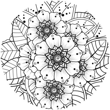 mehndi çiçek dekoratif süsü etnik doğu stili, karalama süsü, el çizimi.