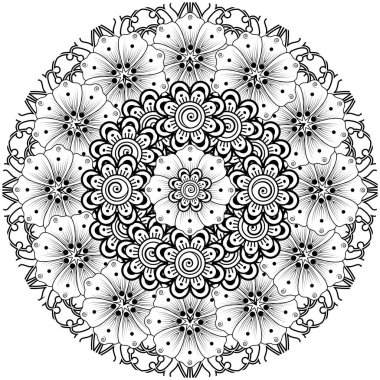 mehndi çiçek dekoratif süsü etnik doğu stili, karalama süsü, el çizimi.