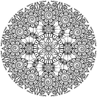 mehndi çiçek dekoratif süsü etnik doğu stili, karalama süsü, el çizimi.