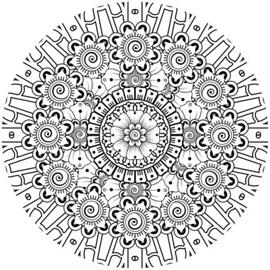 mehndi çiçek dekoratif süsü etnik doğu stili, karalama süsü, el çizimi.