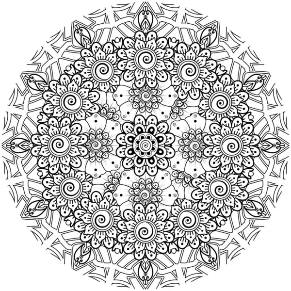 Квітка Мейнді Декоративний Орнамент Етнічному Східному Стилі Каракулевий Орнамент Контурний — стоковий вектор