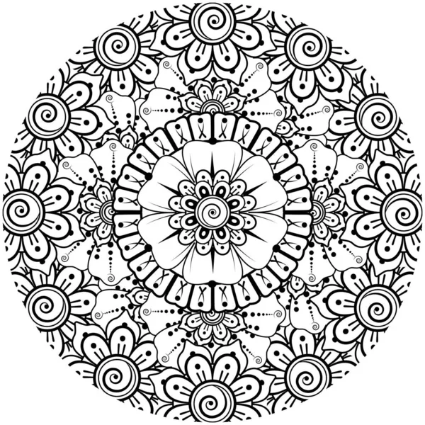 Mehndi Λουλούδι Διακοσμητικά Στολίδι Εθνοτικό Ανατολίτικο Στυλ Doodle Στολίδι Περίγραμμα — Διανυσματικό Αρχείο