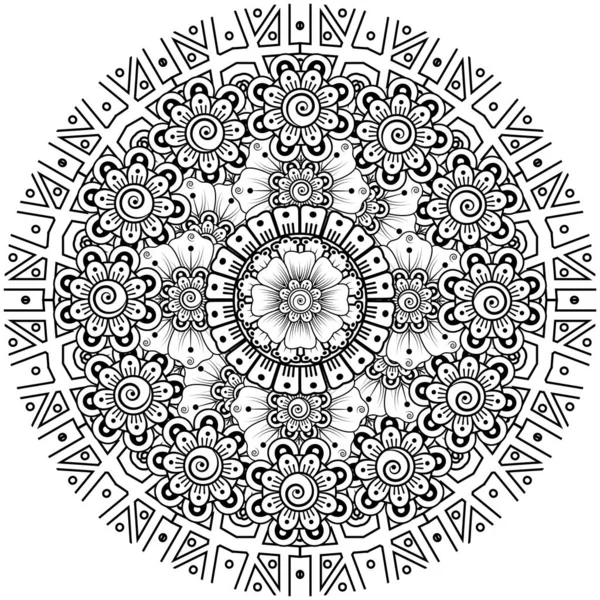 Mehndi Blomma Dekorativa Prydnad Etnisk Orientalisk Stil Doodle Prydnad Kontur — Stock vektor