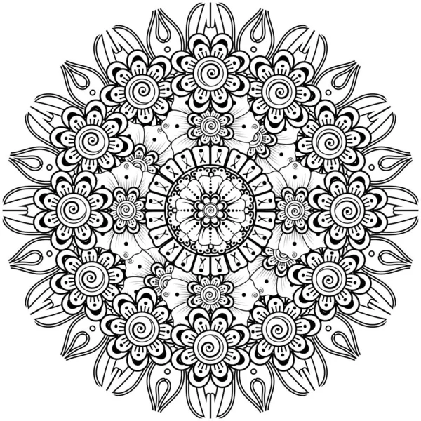 Fiore Mehndi Ornamento Decorativo Stile Etnico Orientale Ornamento Scarabocchio Disegnare — Vettoriale Stock