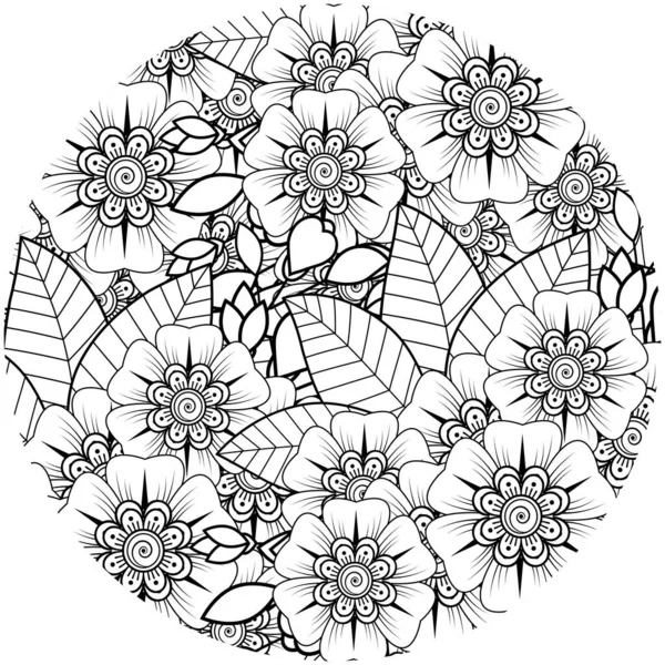 Mehndi 'nin kına, mehndi, dövme, dekorasyon çiçeği. Etnik doğu tarzında dekoratif bir süs. Karalama süsü. boyama kitabı sayfası.