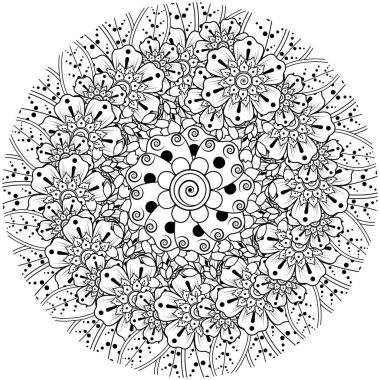 Kına için Mehndi çiçeği, mehndi, dövme, dekorasyon, boyama kitabı sayfası.