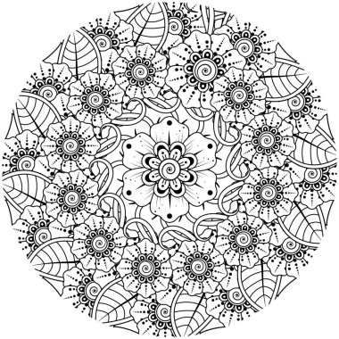 Kına için Mehndi çiçeği, mehndi, dövme, dekorasyon, boyama kitabı sayfası.