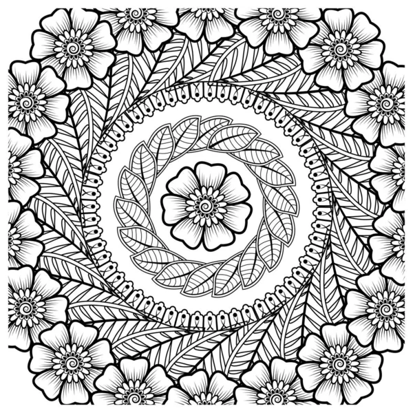 Мехді Квітка Хни Мехді Татуювання Прикраси Сторінка Розмальовки — стоковий вектор
