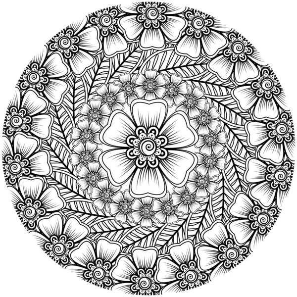 Mehndi Flower Henna Mehndi Tattoo Decoration Coloring Book Page — 스톡 벡터