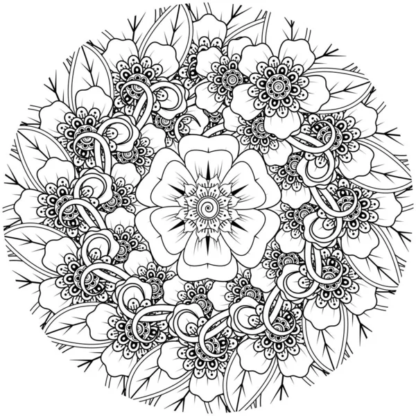 Мехді Квітка Хни Мехді Татуювання Прикраси Сторінка Розмальовки — стоковий вектор