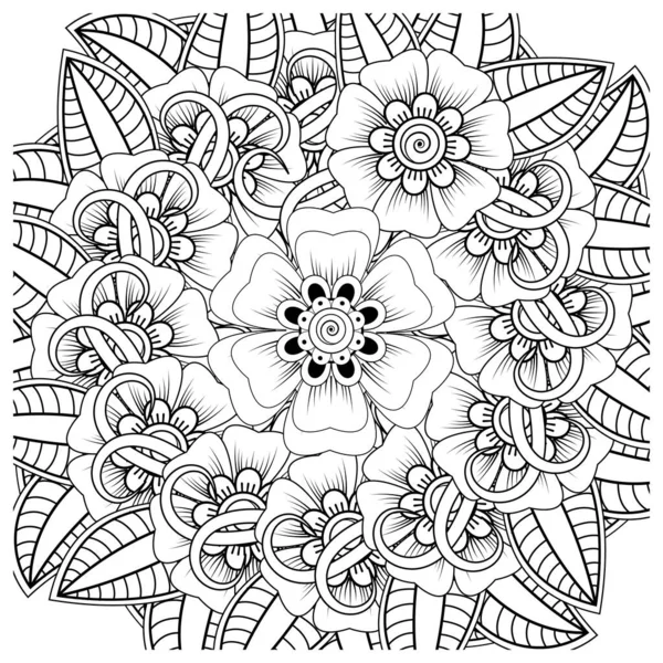 Mehndi Flower Henna Mehndi Tattoo Decoration Coloring Book Page — 스톡 벡터