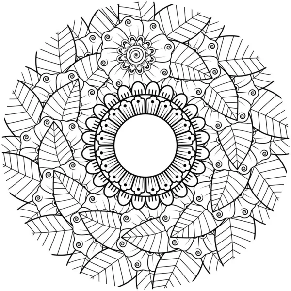 Mehndi Flor Ornamento Decorativo Estilo Oriental Étnico Ornamento Doodle Esboço — Vetor de Stock