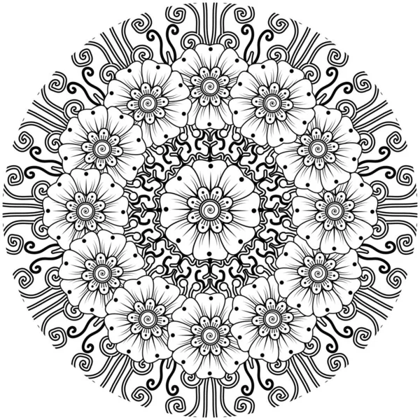 Mehndi Květinové Dekorativní Ornament Etnickém Orientálním Stylu Doodle Ornament Obrys — Stockový vektor