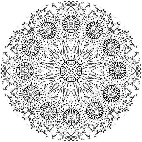 Mehndi Ornamento Decorativo Flores Estilo Étnico Oriental Adorno Garabato Dibujo — Vector de stock