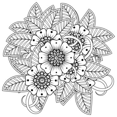 mehndi çiçek dekoratif süsü etnik doğu stili, karalama süsü, el çizimi.