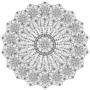 mehndi çiçek dekoratif süsü etnik doğu stili, karalama süsü, el çizimi.