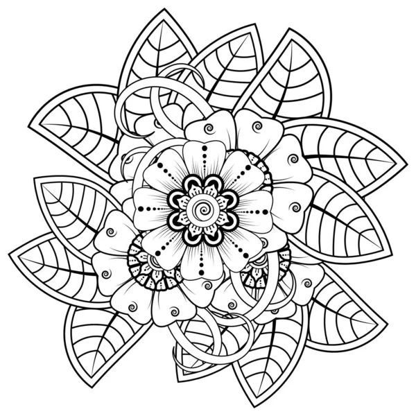 Mehndi Flor Ornamento Decorativo Estilo Oriental Étnico Ornamento Doodle Esboço — Vetor de Stock