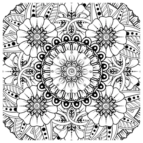 Mehndi Flor Ornamento Decorativo Estilo Oriental Étnico Ornamento Doodle Esboço — Vetor de Stock