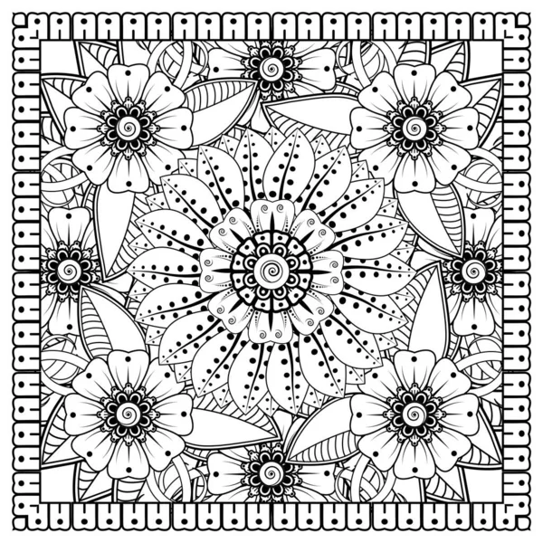Fiore Mehndi Ornamento Decorativo Stile Etnico Orientale Ornamento Scarabocchio Disegnare — Vettoriale Stock