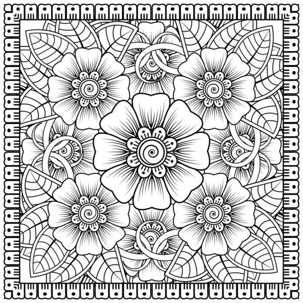 Mehndi Flor Ornamento Decorativo Estilo Oriental Étnico Ornamento Doodle Esboço — Vetor de Stock