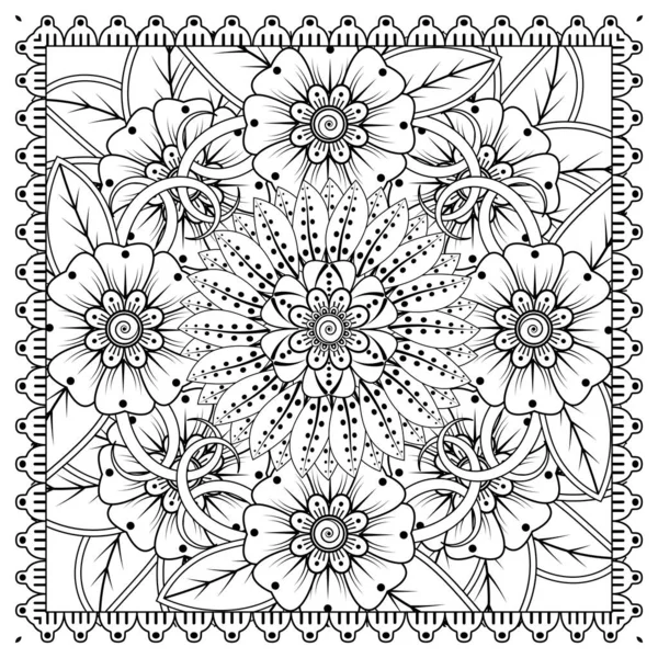 Mehndi Flor Ornamento Decorativo Estilo Oriental Étnico Ornamento Doodle Esboço — Vetor de Stock