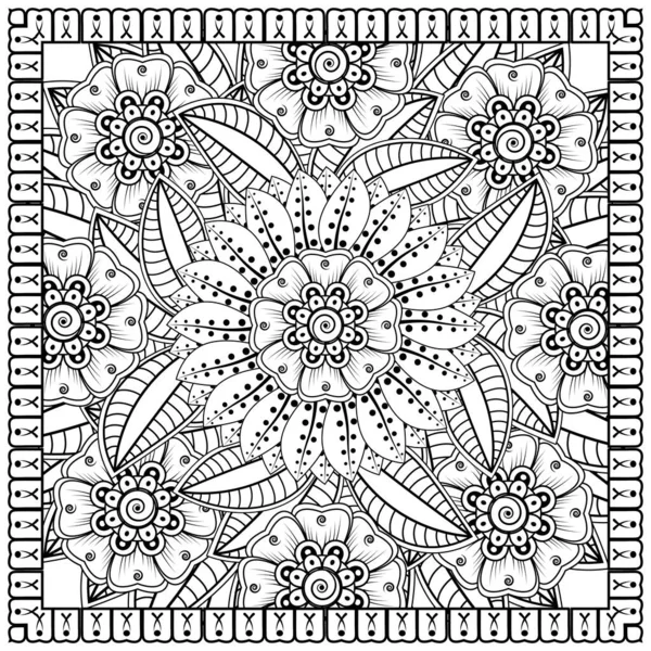Mehndi Bloem Decoratieve Ornament Etnische Oosterse Stijl Doodle Ornament Schets — Stockvector