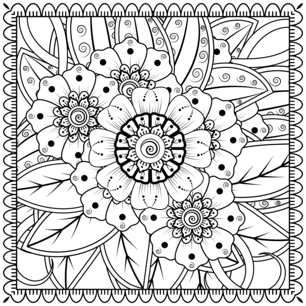 Mehndi Flor Para Henna Mehndi Tatuagem Decoração Ornamento Decorativo Estilo — Vetor de Stock