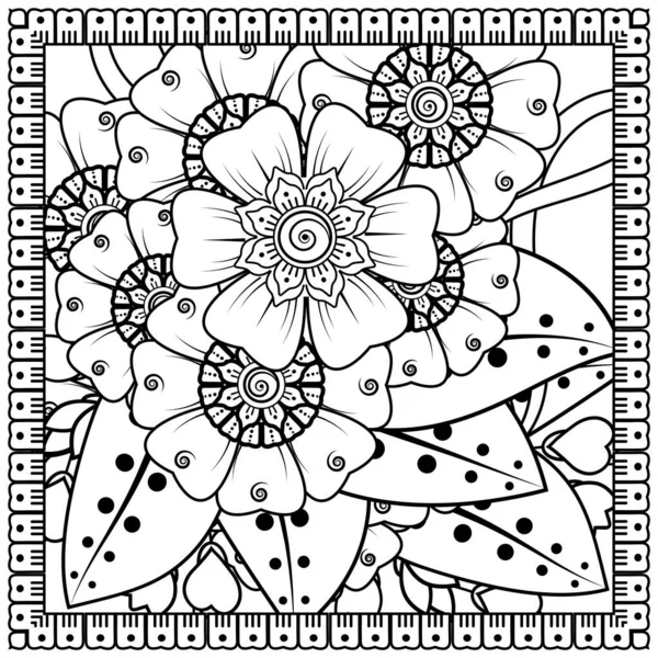 Mehndi Flor Henna Mehndi Tatuaje Decoración Ornamento Decorativo Estilo Étnico — Vector de stock