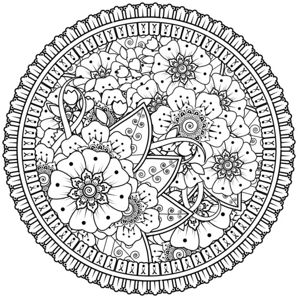 Mehndi Flor Henna Mehndi Tatuaje Decoración Ornamento Decorativo Estilo Étnico — Vector de stock