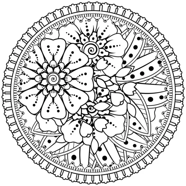 Mehndi Bloem Voor Henna Mehndi Tatoeage Decoratie Decoratieve Ornament Etnische — Stockvector