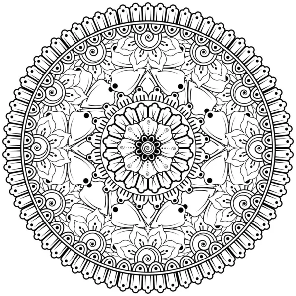 Цветок Мехнди Хны Менди Татуировки Украшения Декоративное Украшение Этническом Восточном — стоковый вектор