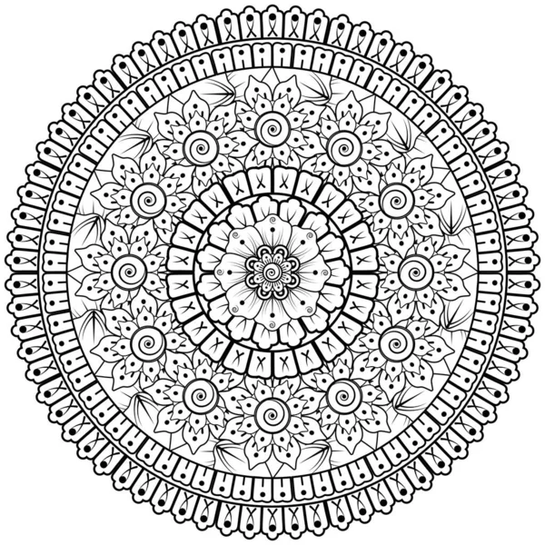 Mehndi Flower Henna Mehndi Tattoo Decoration 장식용 장식은 중심의 양식이다 — 스톡 벡터