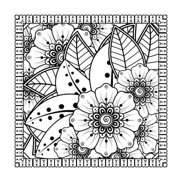 Mehndi Fiore Hennè Mehndi Tatuaggio Decorazione Ornamento Decorativo Stile Etnico — Vettoriale Stock