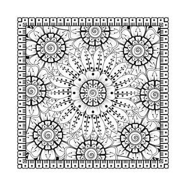 Mehndi 'nin kına, mehndi, dövme, dekorasyon çiçeği. Etnik doğu tarzında dekoratif bir süs. Karalama süsü. boyama kitabı sayfası.