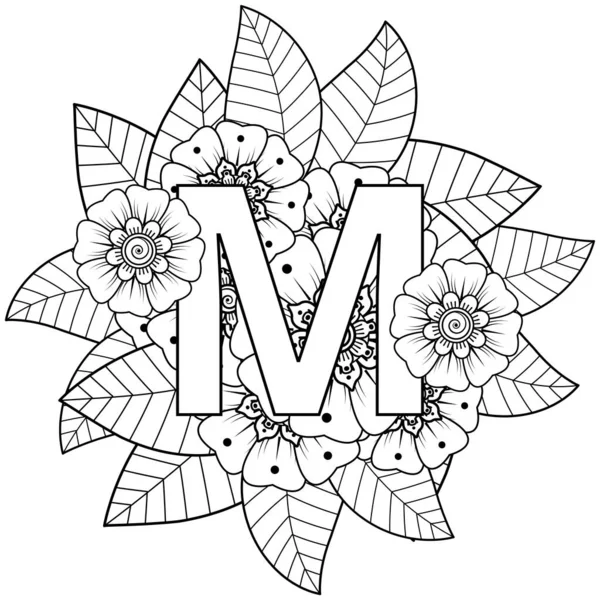 Mehndi 'nin kına, mehndi, dövme, dekorasyon çiçeği. Etnik doğu tarzında dekoratif bir süs. Karalama süsü. boyama kitabı sayfası.