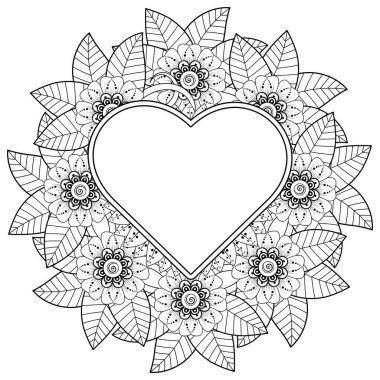 Mehndi 'nin kına, mehndi, dövme, dekorasyon çiçeği. Etnik doğu tarzında dekoratif bir süs. Karalama süsü. boyama kitabı sayfası.