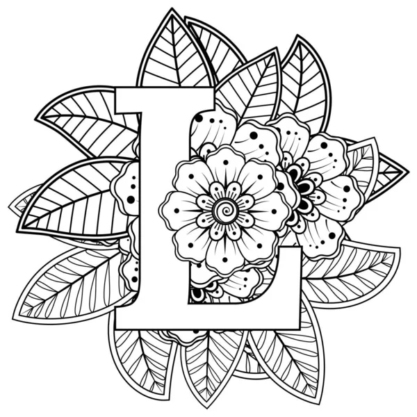 Mehndi Flower Henna Mehndi Tattoo Decoration Decorative Ornament Ethnic Oriental — Stock Vector