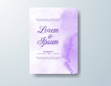 Soyut suluboya arkaplan içeren düğün davetiyesi