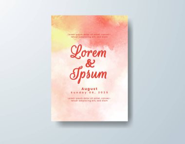 Soyut suluboya arkaplan içeren düğün davetiyesi