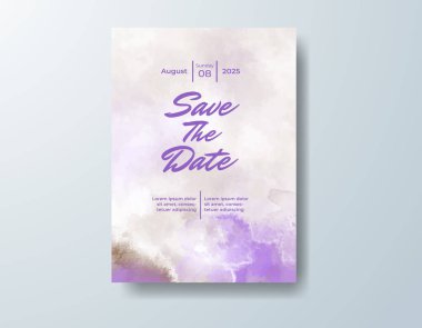 Soyut suluboya arkaplan içeren düğün davetiyesi