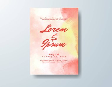 Soyut suluboya arkaplan içeren düğün davetiyesi