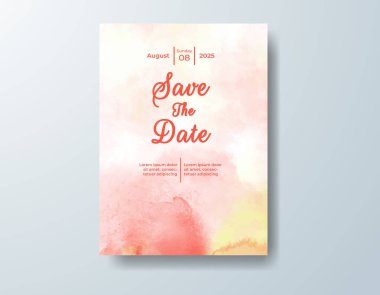 Soyut suluboya arkaplan içeren düğün davetiyesi