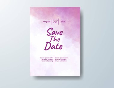 Soyut suluboya arkaplan içeren düğün davetiyesi