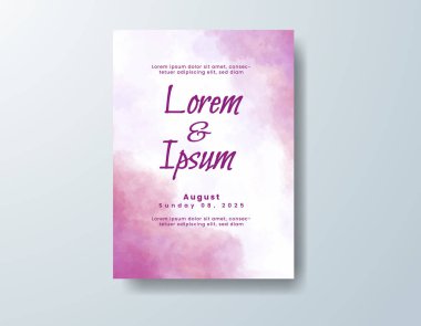 Soyut suluboya arkaplan içeren düğün davetiyesi