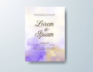 Soyut suluboya arkaplan içeren düğün davetiyesi